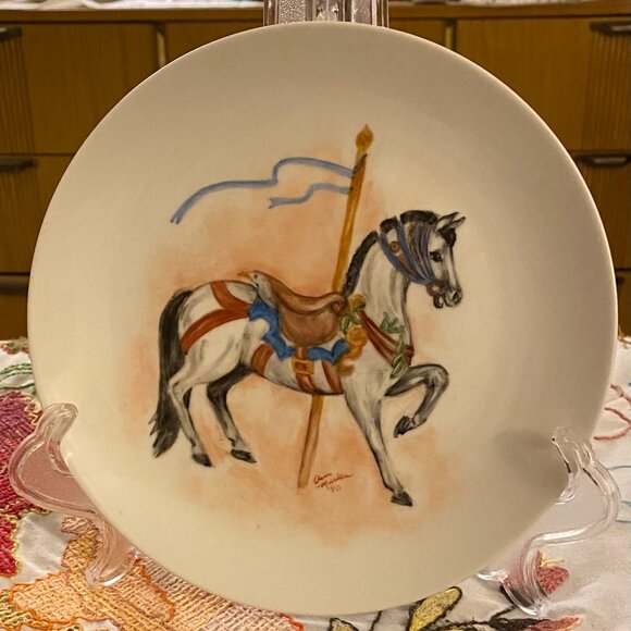 Hand Painted 9in. Carousel Horse Signed in '90 - Picture 1 of 3